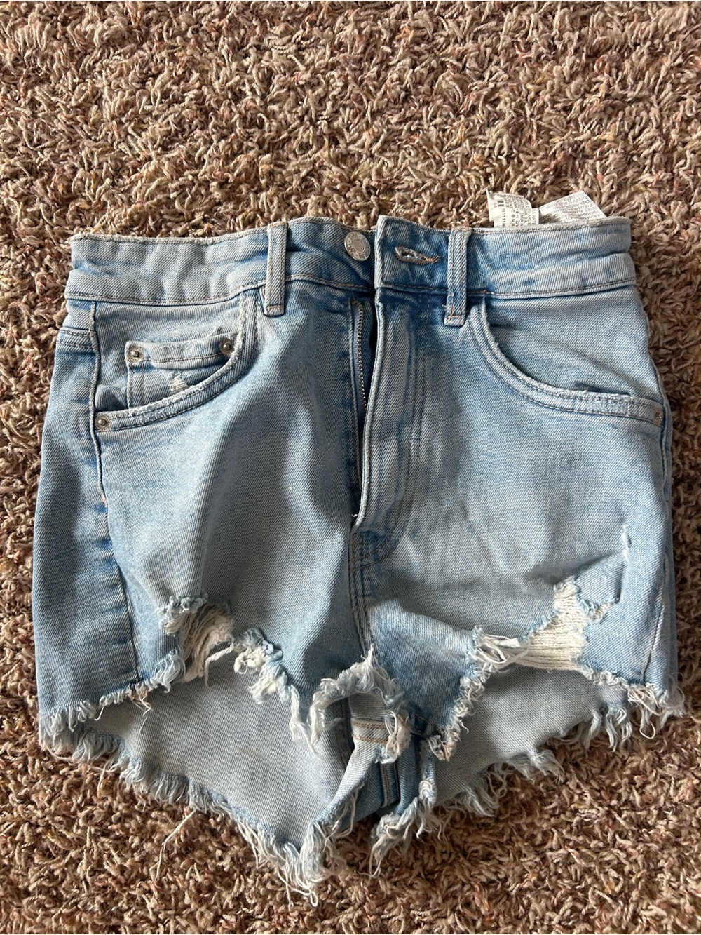 Zara Light Blue Distressed Denim Shorts - Women's